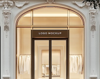 Luxury Shopfront Logo Mockup: Fashion Boutique Branding (PSD)