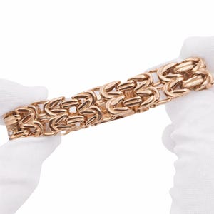 Pulsera Hombre Oro Rosa 585 (14K) 15mm Ancha – Pulsera Cadena Masiva de Titanio, Pulsera Hombre Gruesa de Lujo, Regalo para Hombre