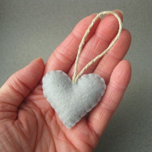 Felt Heart Ornament Recycled, Silver Gray Eco Friendly Grey image 1