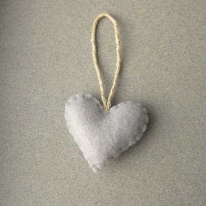 Felt Heart Ornament Recycled, Silver Gray Eco Friendly Grey image 2