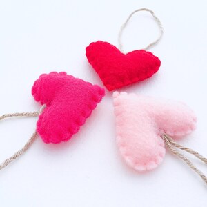 Felt Heart Valentine&#39;s Day Ornaments Red and Pink Valentines Colors small Felt Hearts Recycled Felt