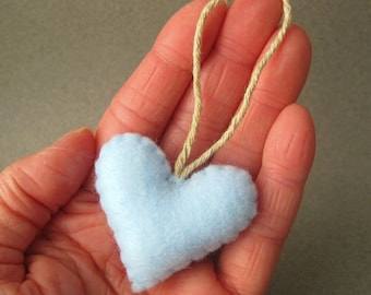 Baby Blue Felt Heart Ornament Home Decor Recycled Felt Eco Friendly