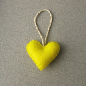 Sunshine Yellow Felt Heart Ornament Eco Friendly made with recycled felt image 2
