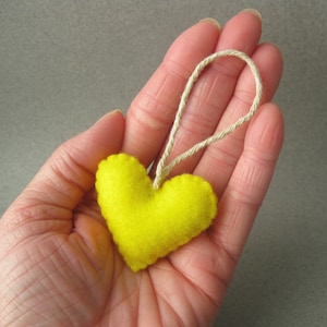 Sunshine Yellow Felt Heart Ornament Eco Friendly made with recycled felt image 1