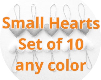 Felt Heart Ornaments, Set of 10, Recycled Eco-Friendly Christmas Decor