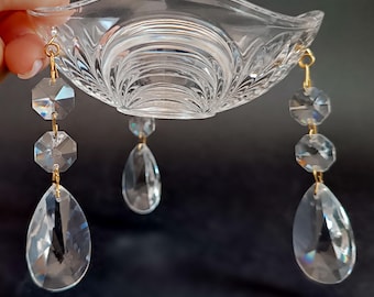Collectible chandelier bobeche 3 teardrops Lamp part ornament Sconce boho glass teardrops Rare glass droplets Crystal replacements