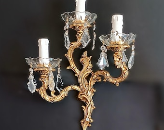 Applique vintage a forma di candela, lampada da parete da collezione con gocce di cristallo, luce notturna, decorazione per la casa, gocce di cristallo, regalo per l'inaugurazione della casa.