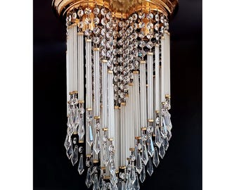 Gorgeous ceiling chandelier WORKING Collectible lamp with crystals Art Nouveau Antique lighting Home decor Housewarming gift Rare lighting