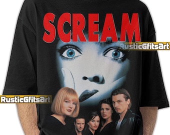SCHREIFFILM SHIRT, Schrei-Halloween-Weinlese Merch, Schrei-Horror-kundenspezifisches T-Shirt, Sidney Prescott Tribute Rap Merch, Billy Loomis Fans Geschenk