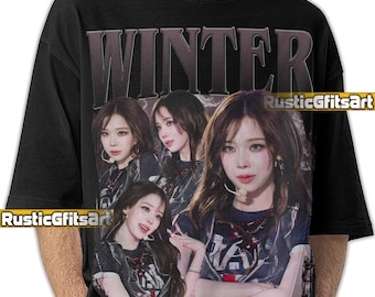 CAMISETA DE INVIERNO AESPA, camiseta de concierto de invierno de Aespa, merchandising retro de la gira bootleg de Kim Min-jeong, camiseta de rap tributo a My K-Pop Girlband de Aespa, regalo para fans