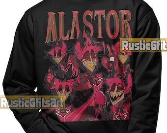 Moletom Alastor Hazbin Hotel, Suéter personalizado Alastor Hartfelt, Produtos vintage de fã de Journey To The Light, Alastor The Radio Demon Bootleg