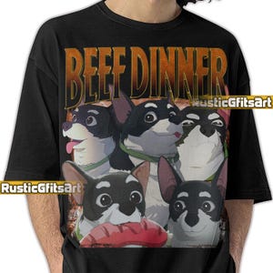 Beef Dinner Dispatch-skjorta, nötkötthund-t-shirt med tryck, nötkötthund-t-shirt med vintage-bootleg, nötkött Robert Dog-fansgåva