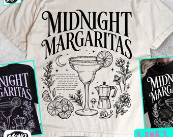 Midnight Margaritas Design, Margarita Halloween Shirt Design, T-Shirt Graphic Designs,Sublimation Png, SVG, Digital Download, Spooky season