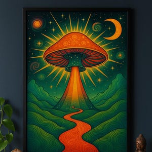 Celestial Mushroom Portal – Psychedelic Astral Decor (JPG + PDF)