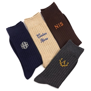 Personalized Monogrammed Mens Dress Socks,Embroidered Groomsman Socks,  Personalized Wedding Socks,Fathers Gift