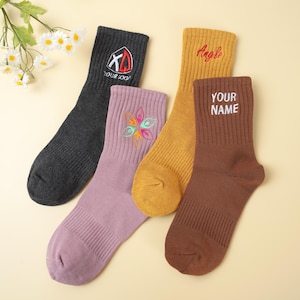 Personalized Embroidered Socks,Custom Vintage socks,Unisex Cotton Socks,With name Logo socks,Mom Dad Sock,Bachelorette Socks,Hubby wife gift