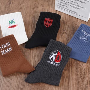 Embroidered Family Name Crew Socks, Custom Name Socks, Wedding Party Socks, Creative Birthday Gift, Gift for Mom and Dad,Personalized Sock.