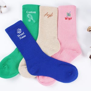 Custom Embroidered sports Socks, Team Socks, Unisex Cotton Socks With Personalized Text Logo, Bachelorette Party Gift,colour socks.