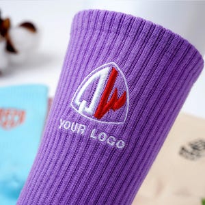 Custom Personalized Socks,Your Design Text or Logo Socks,Embroidered Unisex Cotton Socks,Soft Cotton Crew Socks,Gift for Wife, Mom Dad Gift.
