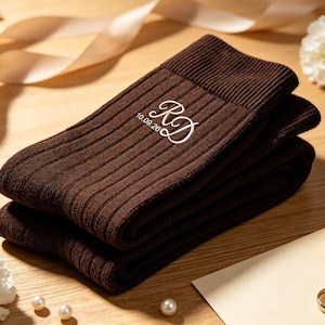 Custom Embroidery Monogrammed Socks,Premium Cotton Mens Socks,Personalized Groomsmen Socks, Bachelor Party & Wedding Favor Gift for Guys image 4