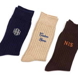 Custom Embroidery Monogrammed Socks,Premium Cotton Mens Socks,Personalized Groomsmen Socks, Bachelor Party & Wedding Favor Gift for Guys image 7