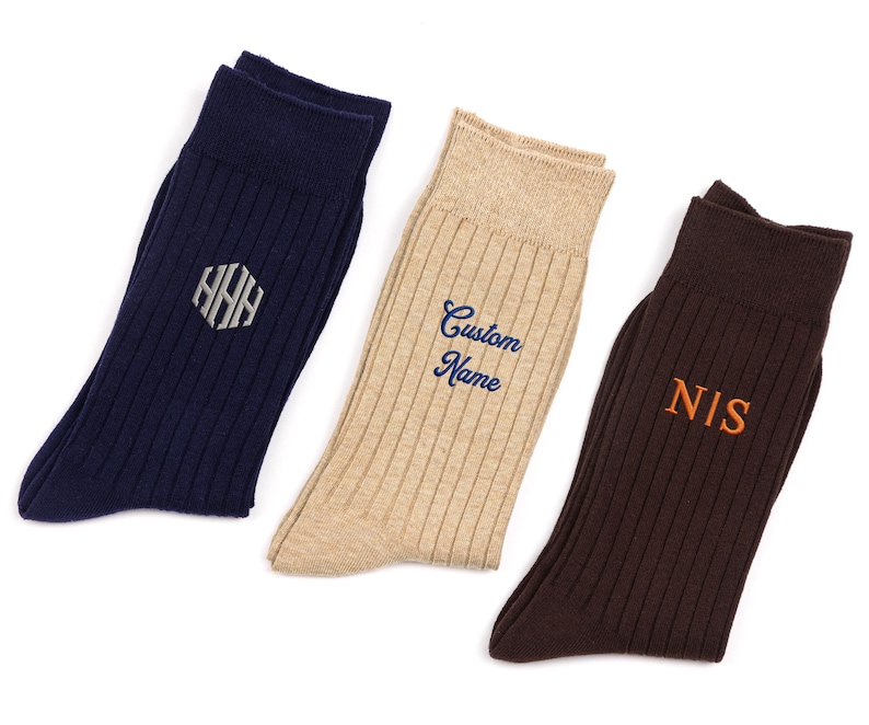 Custom Embroidery Monogrammed Socks,Premium Cotton Mens Socks,Personalized Groomsmen Socks, Bachelor Party & Wedding Favor Gift for Guys image 7
