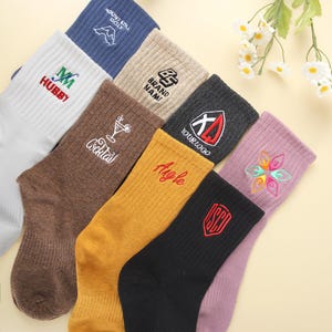 Personalized Socks,Custom Name Socks, Embroidered Family Name Crew Socks, Wedding Party Socks, Creative Birthday Gift, Gift for Him/Him.
