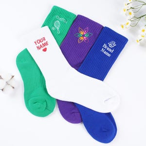 Custom Embroidered Athletic Socks,Your Design Text or Logo Socks,personalized men&#39;s and women&#39;s socks, Sports socks,  Mom Dad Gift.