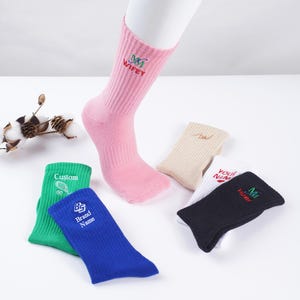 Custom  embroidered color Cotton Socks,with your logo, name, text, personalized men&#39;s and women&#39;s socks, sports socks,  Family Gift.