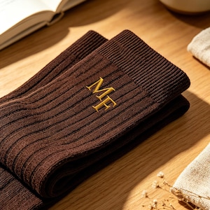 Custom Embroidery Monogrammed Socks,Premium Cotton Mens Socks,Personalized Groomsmen Socks, Bachelor Party & Wedding Favor Gift for Guys image 1