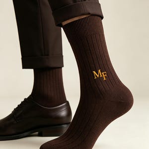 Custom Embroidery Monogrammed Socks,Premium Cotton Mens Socks,Personalized Groomsmen Socks, Bachelor Party & Wedding Favor Gift for Guys image 3