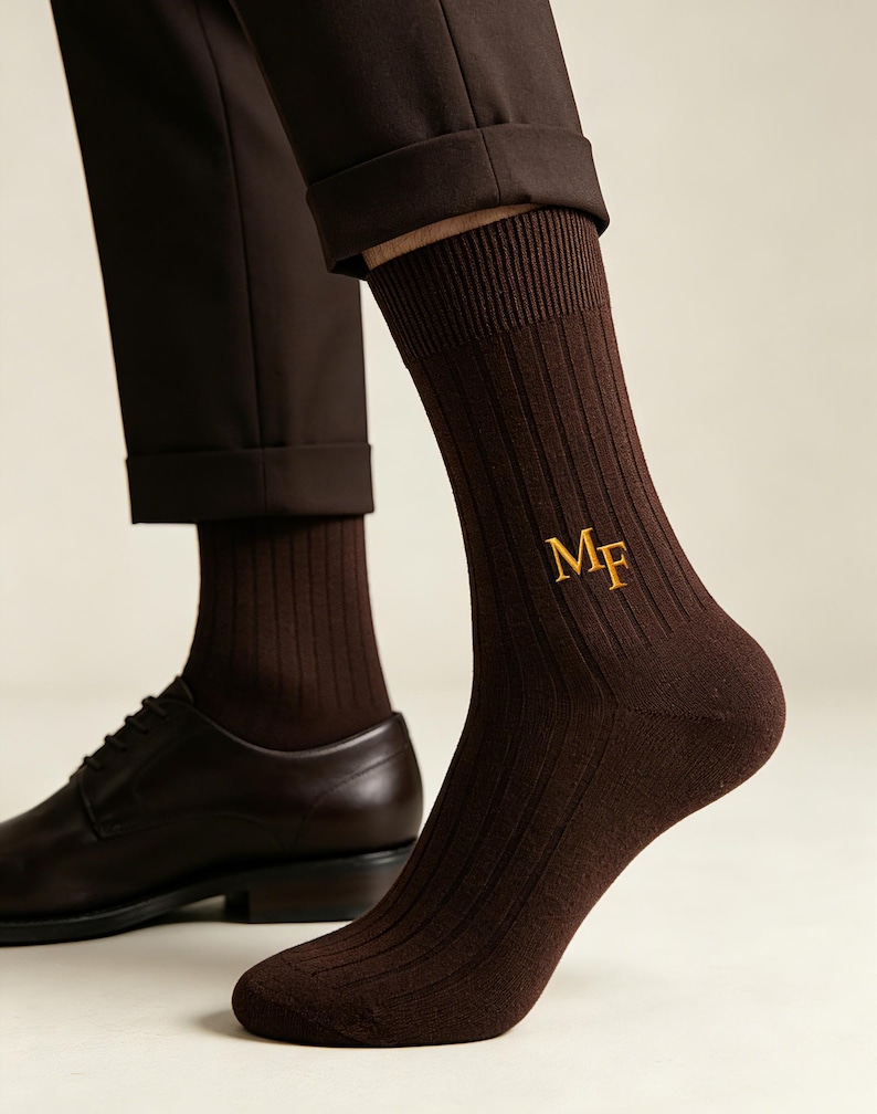 Custom Embroidery Monogrammed Socks,Premium Cotton Mens Socks,Personalized Groomsmen Socks, Bachelor Party & Wedding Favor Gift for Guys image 3