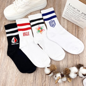 Customized Personalized Unisex Socks, Striped Socks, Bridesmaid Socks, Embroidered You Name  Date Socks, Sleepover Party Gifts socks.