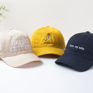 Embroidered 3D Text baseball cap,Custom Embroidered Hat,custom text logo,Unisex Cotton Baseball Cap,Mothers day gift,Christmas gift,Team hat