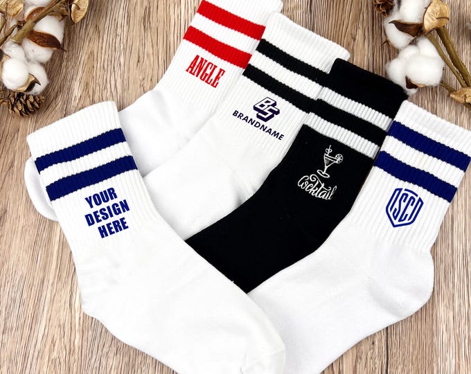 Customized embroidered socks，with text, you names, and logos,personalized unique gifts, gifts for dad, mom,wife,Single party socks.