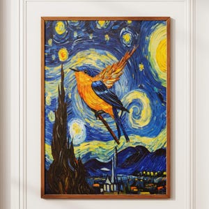 Bird Van Gogh poster, bird poster, bird print, vincent van gogh, bird lovers gift, funny birds, bird mom gift, bird gift, home decor