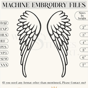 Angel Wings Embroidery Designs, Machine Embroidery Design, Instant download embroidery file, 6 sizes