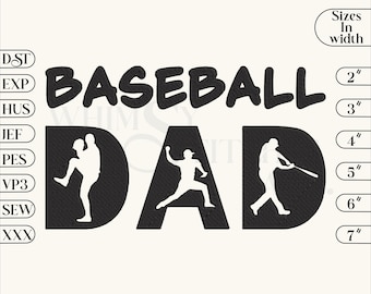 Baseball Dad Embroidery Design, Father's Day Gift (Digital Download)