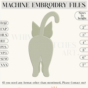 Cat Butt Embroidery Design, Cat Embroidery, Funny Cat Design,6 Sizes