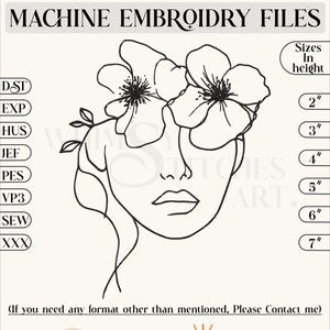 Floral woman embroidery design,6 Sizes , Instant Download
