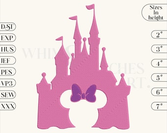 Minnie Castle Embroidery Design, Castle With Bow Machine Embroidery Files, 6 Sizes, Instant Download