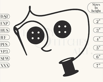 Coraline Face Embroidery Design: Scary Doll, Halloween (Digital File)