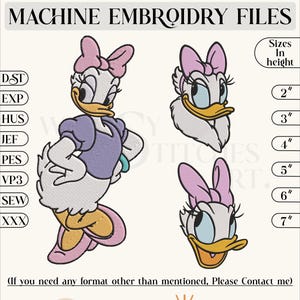 Daisy Duck Bundle Disegno per ricamo a macchina, file per ricamo a macchina Daisy, 6 dimensioni, download immediato