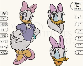 Daisy Duck Bundle Machine Embroidery Design, Daisy Machine Embroidery Files, 6 Sizes, Instant Download