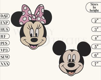 Mickey Minnie Mouse Head Machine Embroidery Design (Instant Download)