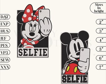 Minnie Mouse Selfie Embroidery Design, Machine Embroidery (4 Sizes