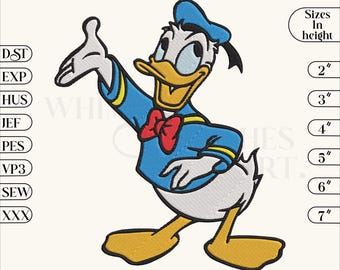 Donald Duck Machine Embroidery Design, 6 Sizes, Instant Download