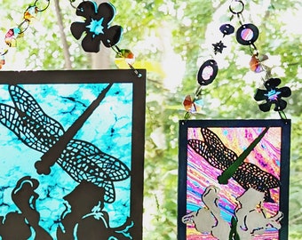 Sun Catcher Cut Designs: Dragonfly Garden - SVG EPS PNG Cutting File Download