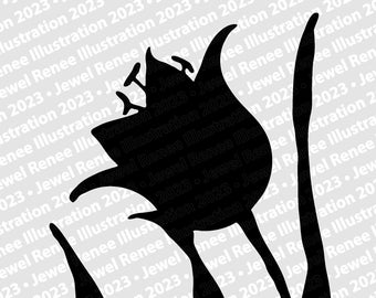 Tulip Silhouette SVG EPS PNG Instant Download