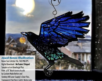 Sun Catcher Cut Designs: Raven - SVG EPS PNG Cutting File Download